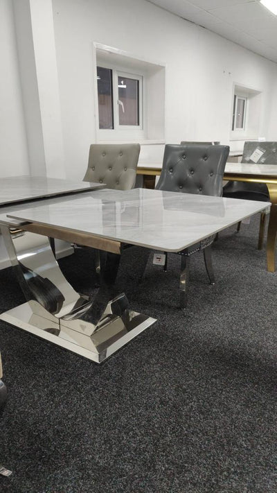 Arial 1.6-2.0m Extending Grey Ceramic Marble Dining Table