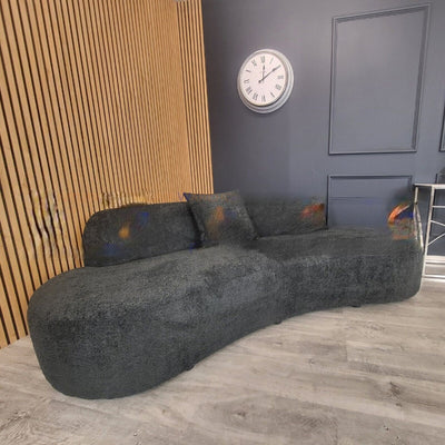 The Wave Black Boucle Premium Sofa Black Boucle Fabric