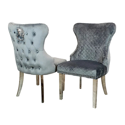 Louis 130cm Round Pandora Bronze Marble Chrome Dining Table And Valente Shimmer Lion Dining Chairs