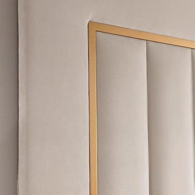 Como Cream Gold Trim Channelled Luxury Panel Bed & Base - Esme Furnishings