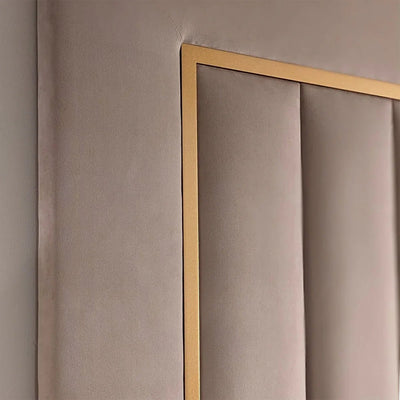 Como Cream Gold Trim Channelled Luxury Panel Bed & Base - Esme Furnishings