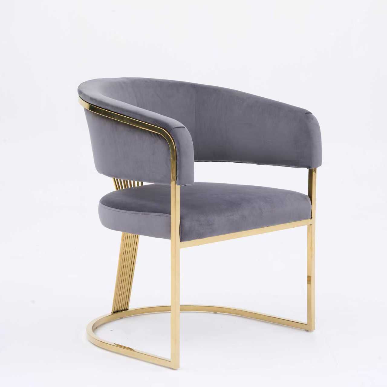 Porto Grey/Gold Plush Velvet Dining Chair