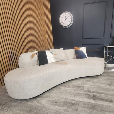 The Wave Beige Boucle Premium Sofa Beige Boucle Fabric