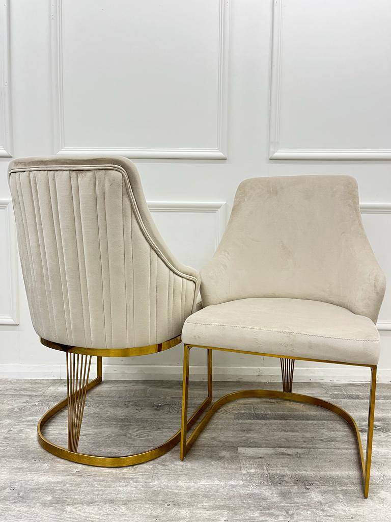 Carlton Cream/Gold Plush Velvet Dining Chair