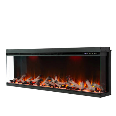 Maison 50 Inch 2025 Panoramic Smart Alexa Media Wall Fire 3 Sided Glass LED WiFi Electric UHD Fireplace