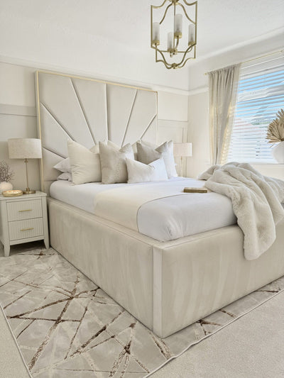 Deluxe Padded Sunburst Tall Headboard Luxury Bed - Esme Furnishings