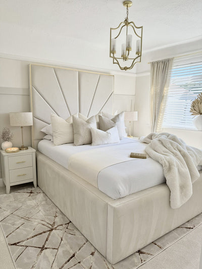 Deluxe Padded Sunburst Tall Headboard Luxury Bed - Esme Furnishings