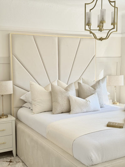 Deluxe Padded Sunburst Tall Headboard Luxury Bed - Esme Furnishings