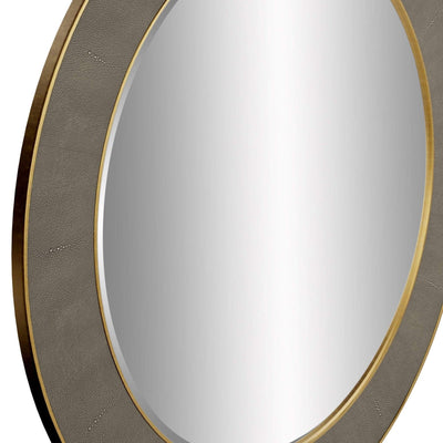 Hampton Mirror, Round - Grey Shagreen by D.I. Designs