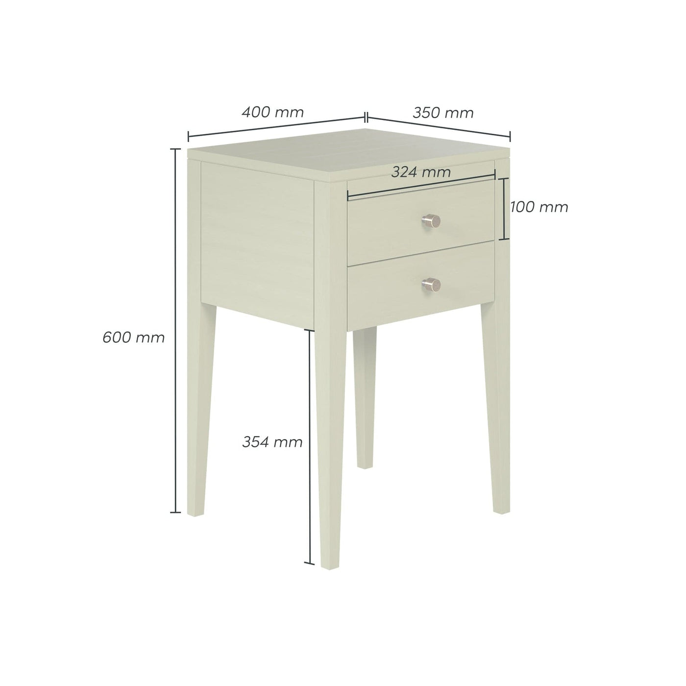 Radford Bedside - Lichen - 2 Drawers by D.I. Designs