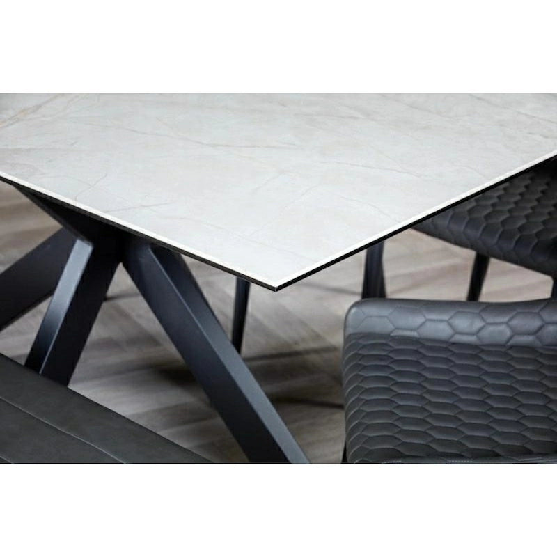 Nova 180cm Grey/Gold Ceramic Marble Dining Table