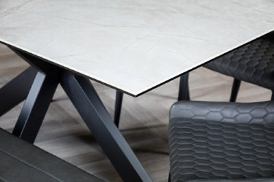 Nova 140cm Grey/Gold Ceramic Marble Dining Table