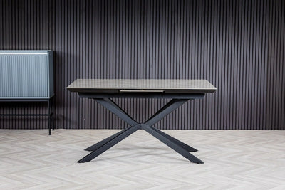 Vik 140-180cm Grey Ceramic Marble Centre Extending Dining Table
