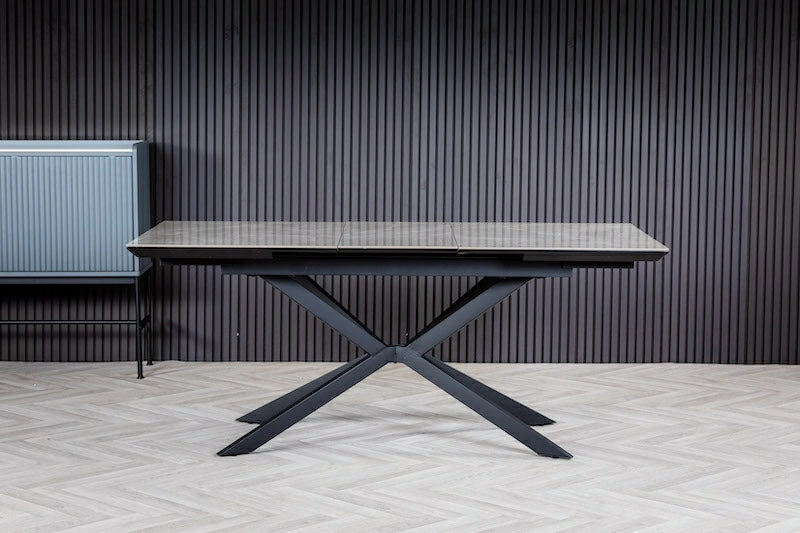Vik 140-180cm Grey Ceramic Marble Centre Extending Dining Table