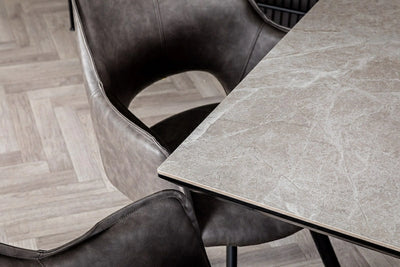 Vik 140-180cm Grey Ceramic Marble Centre Extending Dining Table