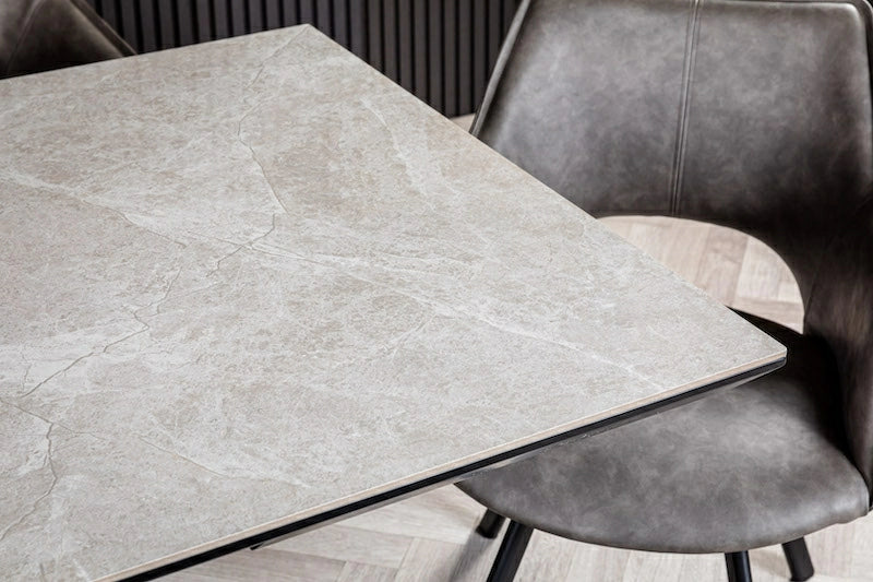 Vik 140-180cm Grey Ceramic Marble Centre Extending Dining Table