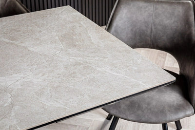 Vik 140-180cm Grey Ceramic Marble Centre Extending Dining Table