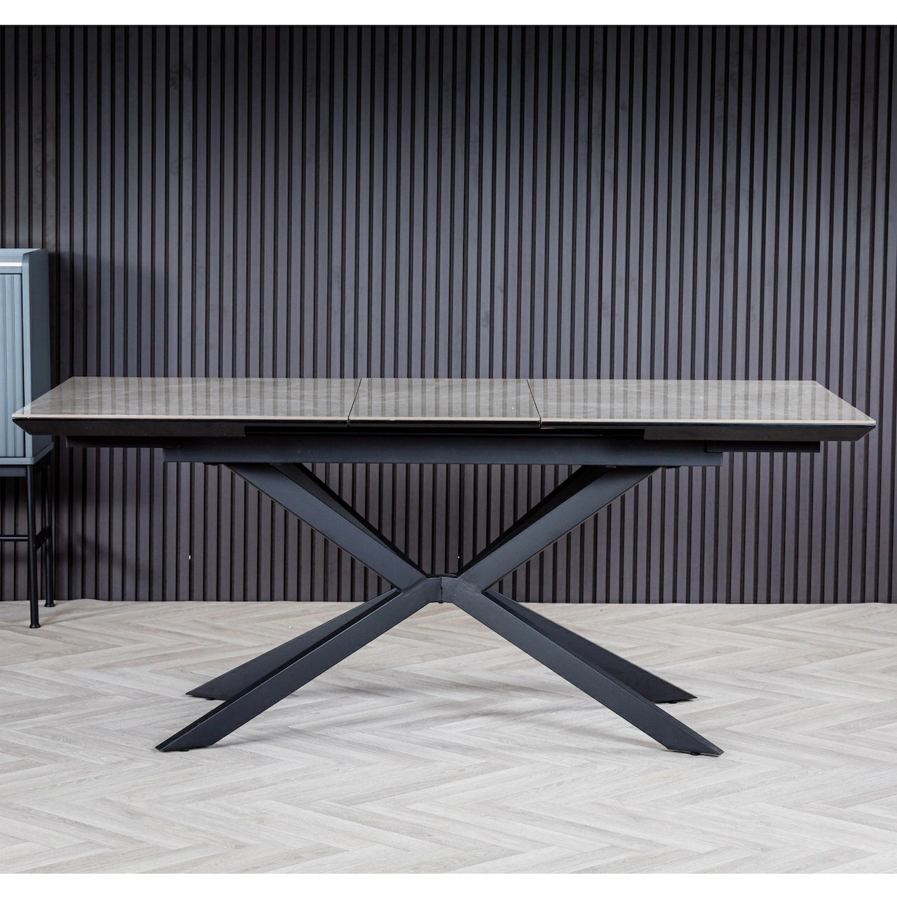 Vik 140-180cm Grey Ceramic Marble Centre Extending Dining Table