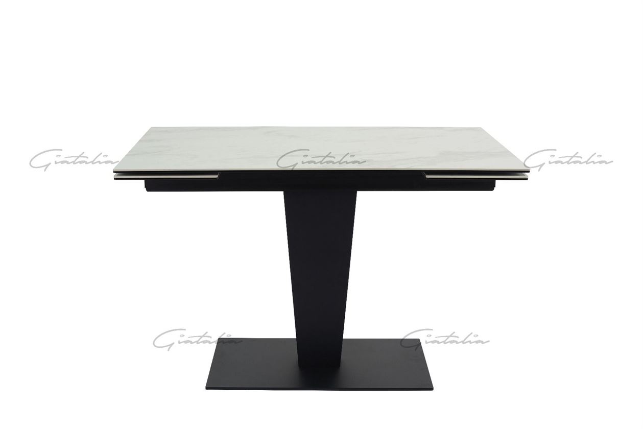 Valentina 120-180cm White Ceramic Marble Extending Table + Grey Velvet Swivel Dining Chairs