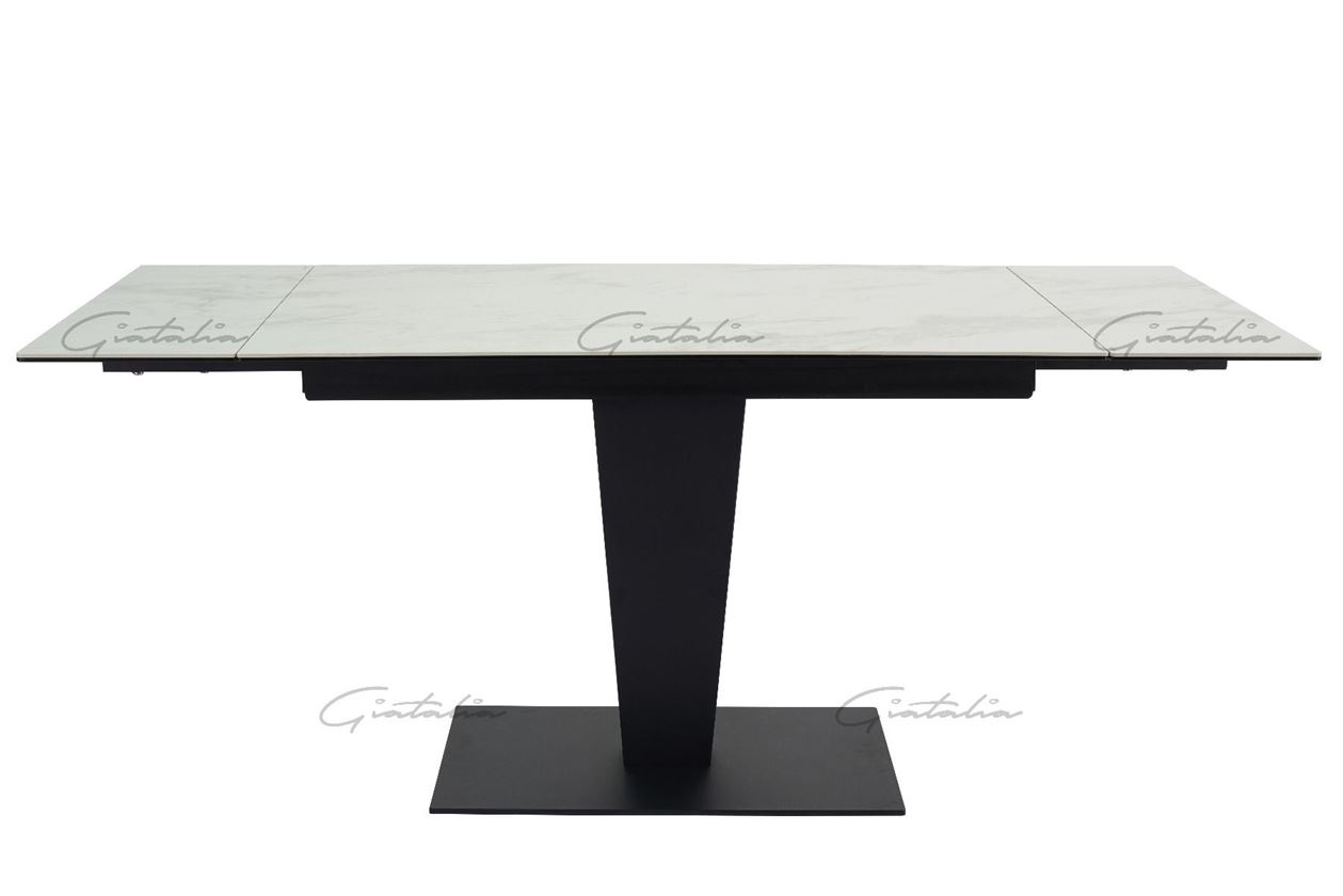 Valentina 120-180cm White Ceramic Marble Extending Table + Grey Velvet Swivel Dining Chairs