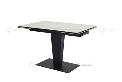 Valentina 120-180cm White Ceramic Marble Extending Table + Grey Velvet Swivel Dining Chairs