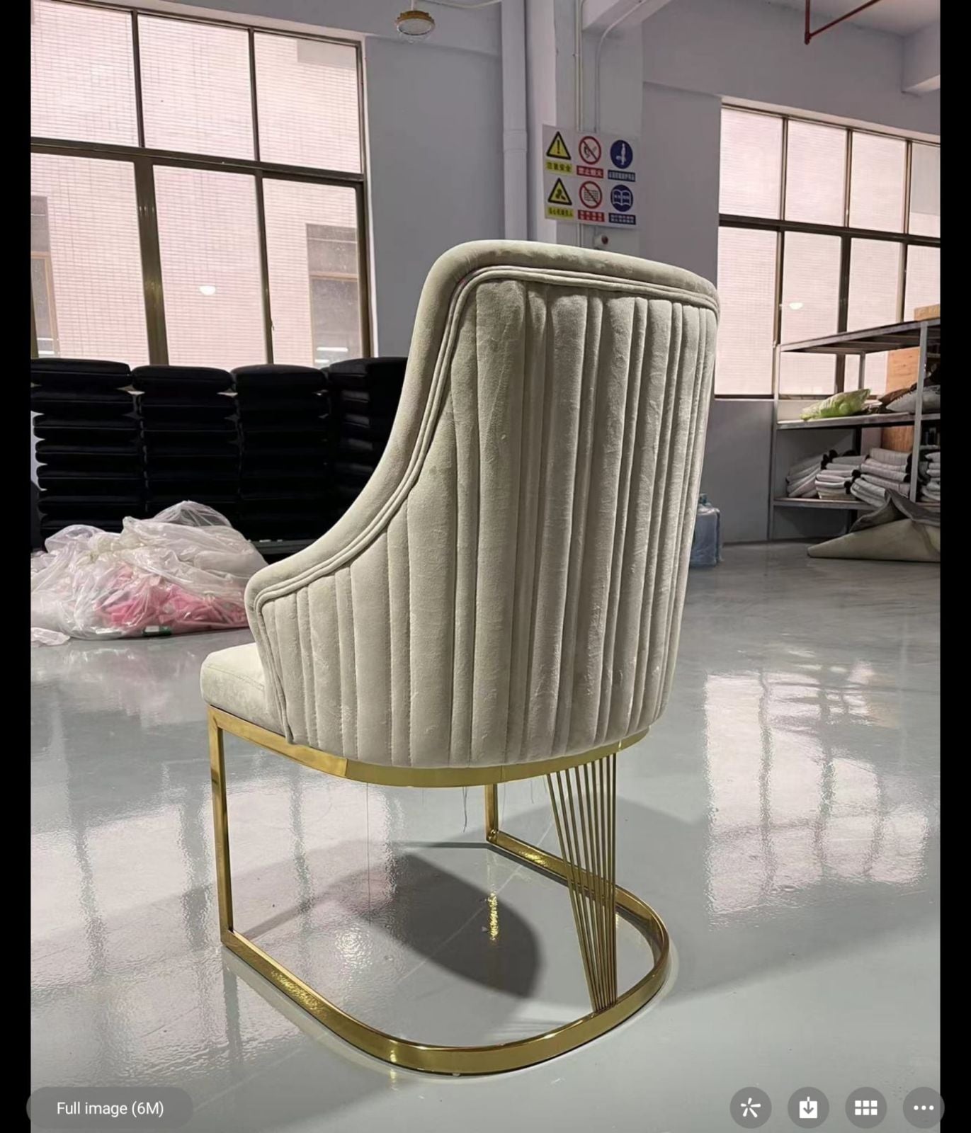 Carlton Cream/Gold Plush Velvet Dining Chair