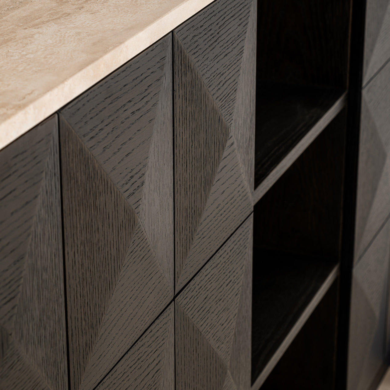 Richmond Interiors Claremont Brown 4 Door Sideboard 2 Shelves