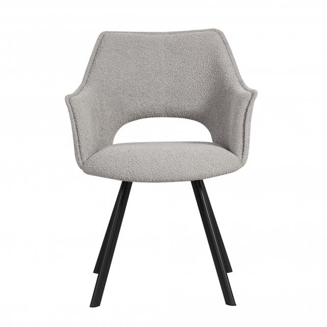 Nova 160-240cm White Ceramic Marble Side Extending Dining Table + Grey Boucle Fabric Dining Chairs