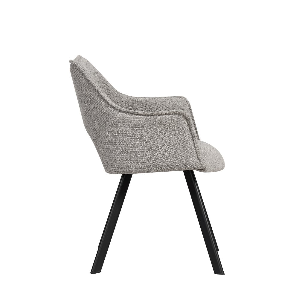 Nova 160-240cm White Ceramic Marble Side Extending Dining Table + Grey Boucle Fabric Dining Chairs