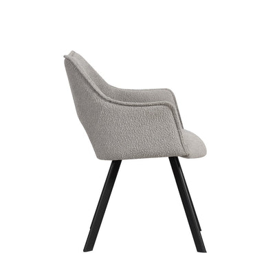 Nova 160-240cm White Ceramic Marble Side Extending Dining Table + Grey Boucle Fabric Dining Chairs