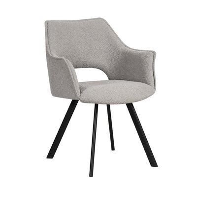 Nova 160-240cm White Ceramic Marble Side Extending Dining Table + Grey Boucle Fabric Dining Chairs