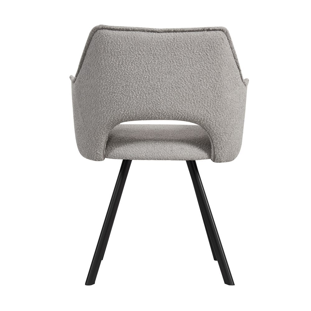 Nova 160-240cm White Ceramic Marble Side Extending Dining Table + Grey Boucle Fabric Dining Chairs