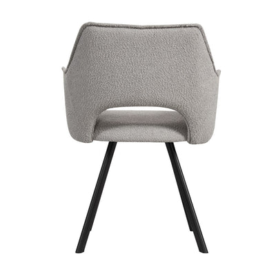 Nova 160-240cm White Ceramic Marble Side Extending Dining Table + Grey Boucle Fabric Dining Chairs