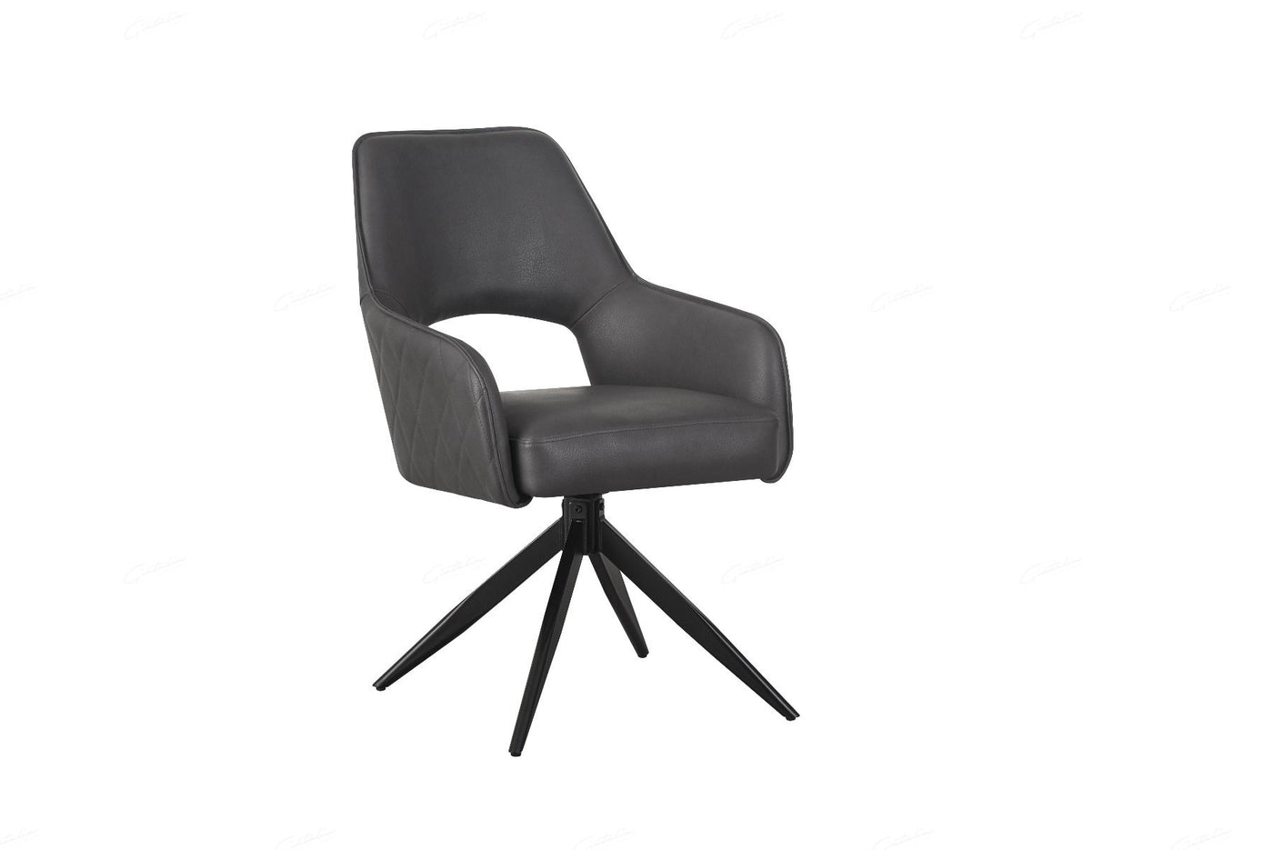 Enrica PU Leather Swivel Dining Chairs With Black Metal Base - Pairs - 2 Colours