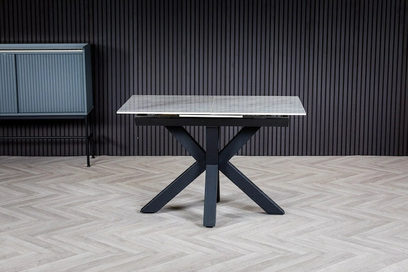 Nova 120 160cm White Ceramic Marble Centre Extending Dining Table