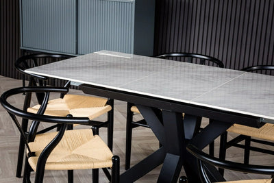 Nova 120-160cm White Ceramic Marble Centre Extending Dining Table