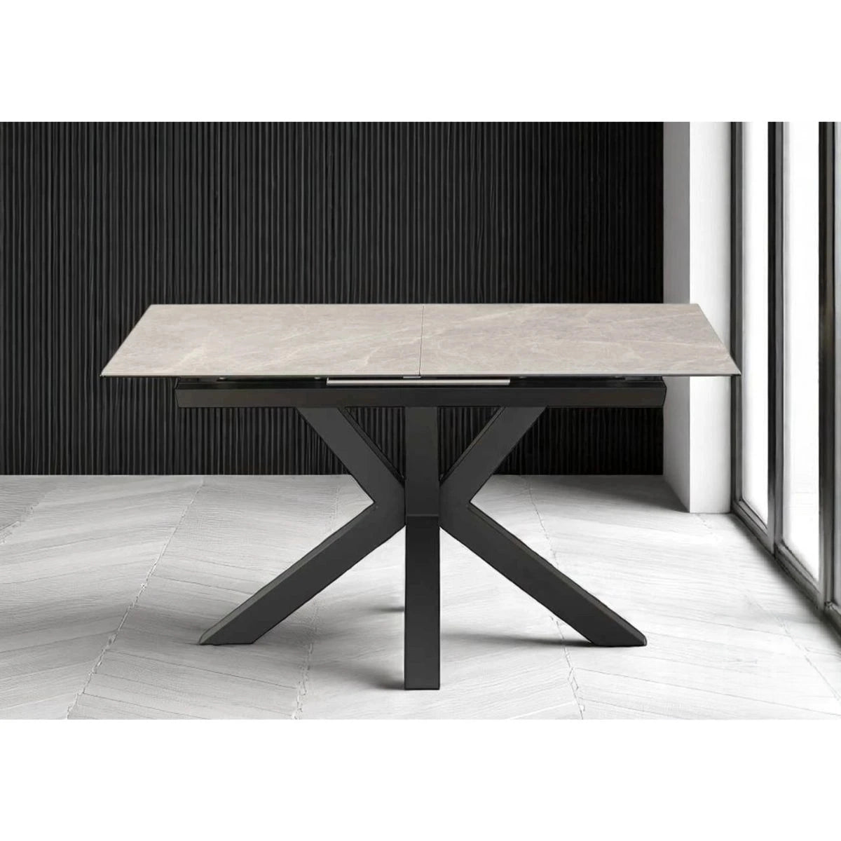 Nova 140-180cm Kamite Medium Grey Ceramic Marble Centre Extending Dining Table