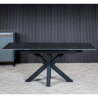 Nova 140-180cm Dark Grey Ceramic Marble Centre Extending Dining Table