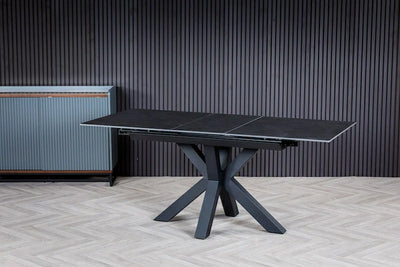 Nova 140-180cm Dark Grey Ceramic Marble Centre Extending Dining Table