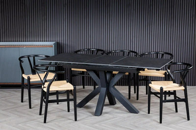Nova 140-180cm Dark Grey Ceramic Marble Centre Extending Dining Table