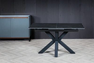 Nova 140-180cm Dark Grey Ceramic Marble Centre Extending Dining Table