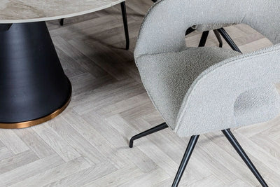 Nova 80-130cm Round Grey Polished Ceramic Marble Swivel Mechanism Extending Dining Table