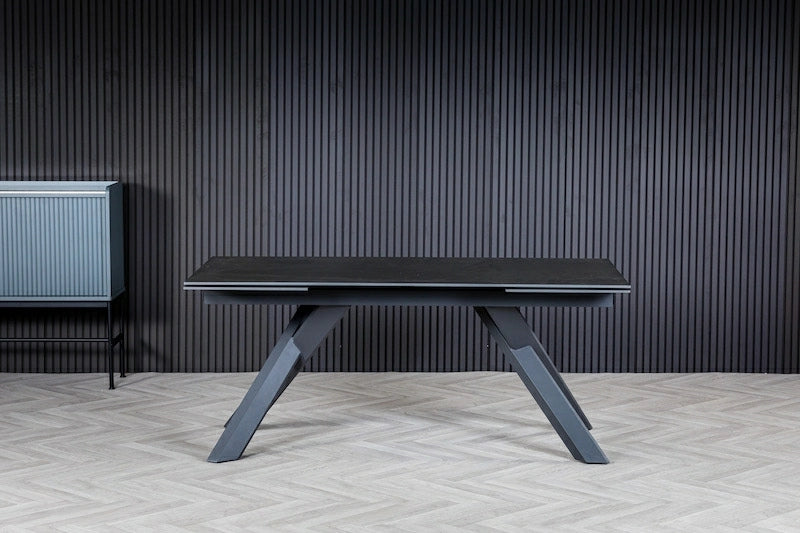 Caso 180-280cm Dark Grey Ceramic Marble Side Extending Dining Table