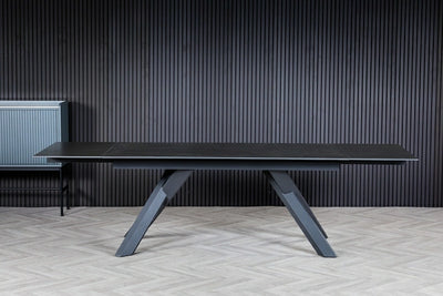 Caso 180-280cm Dark Grey Ceramic Marble Side Extending Dining Table