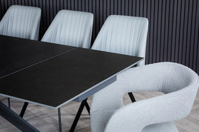 Caso 180-280cm Dark Grey Ceramic Marble Side Extending Dining Table