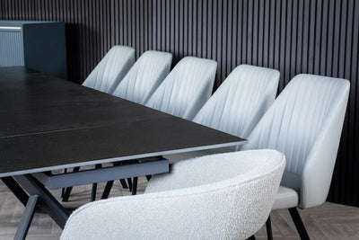 Caso 180-280cm Dark Grey Ceramic Marble Side Extending Dining Table