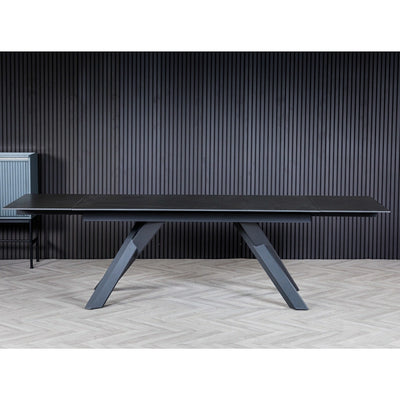 Caso 180-280cm Dark Grey Ceramic Marble Side Extending Dining Table