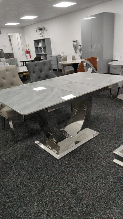 Arial 1.6-2.0m Extending Grey Ceramic Marble Dining Table