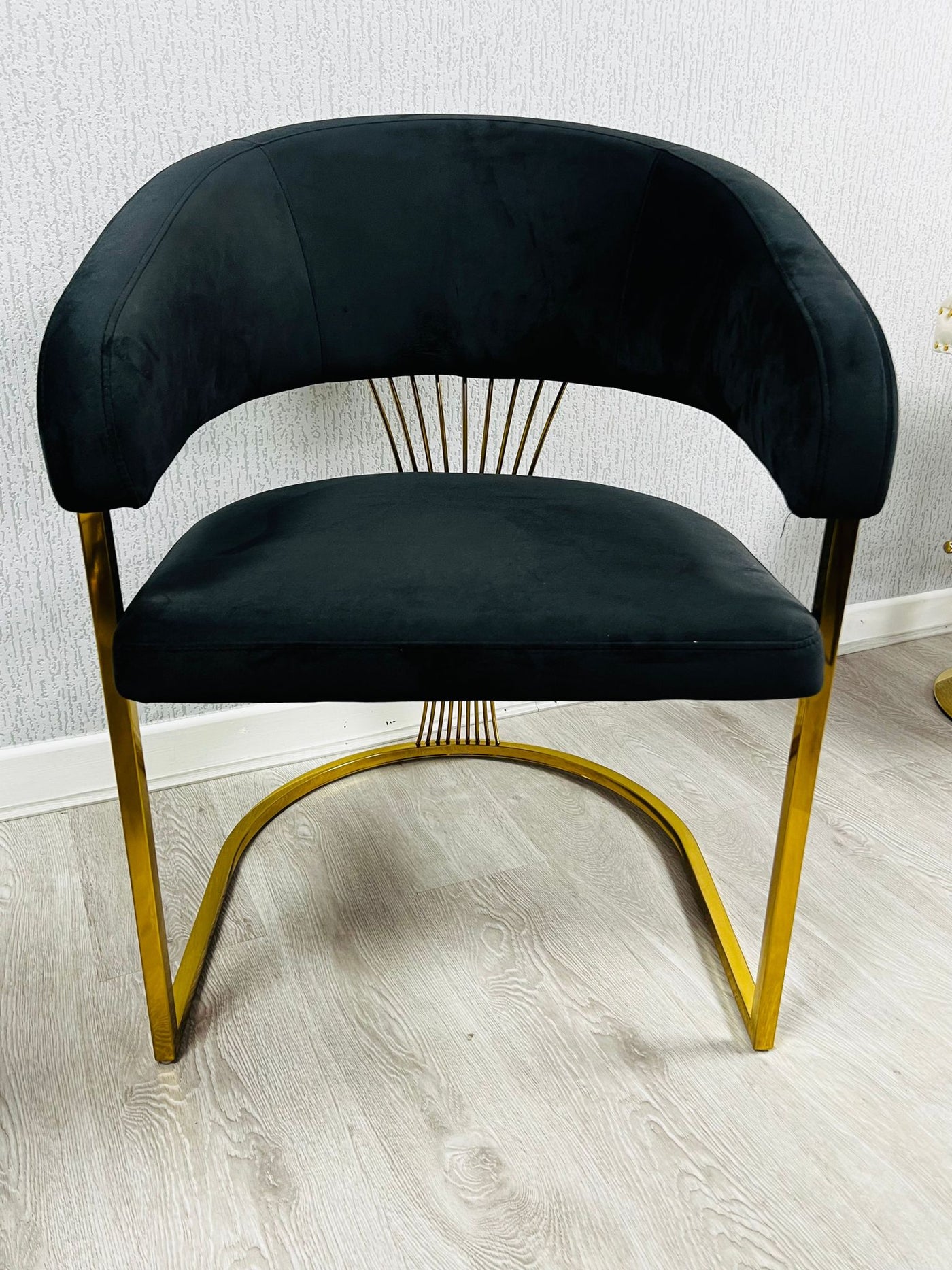 Porto Black/Gold Leathaire Fabric Dining Chair