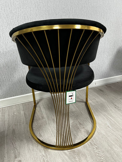 Porto Black/Gold Leathaire Fabric Dining Chair